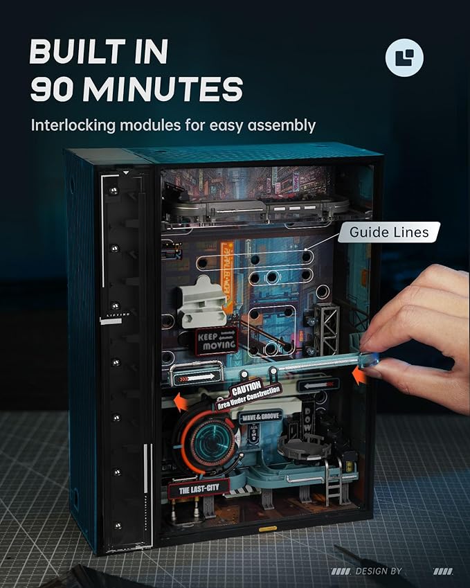 ROBOTIME 3D Puzzle Model Kit To Build Last City, Marble Run LED Glow In The Dark MR01S