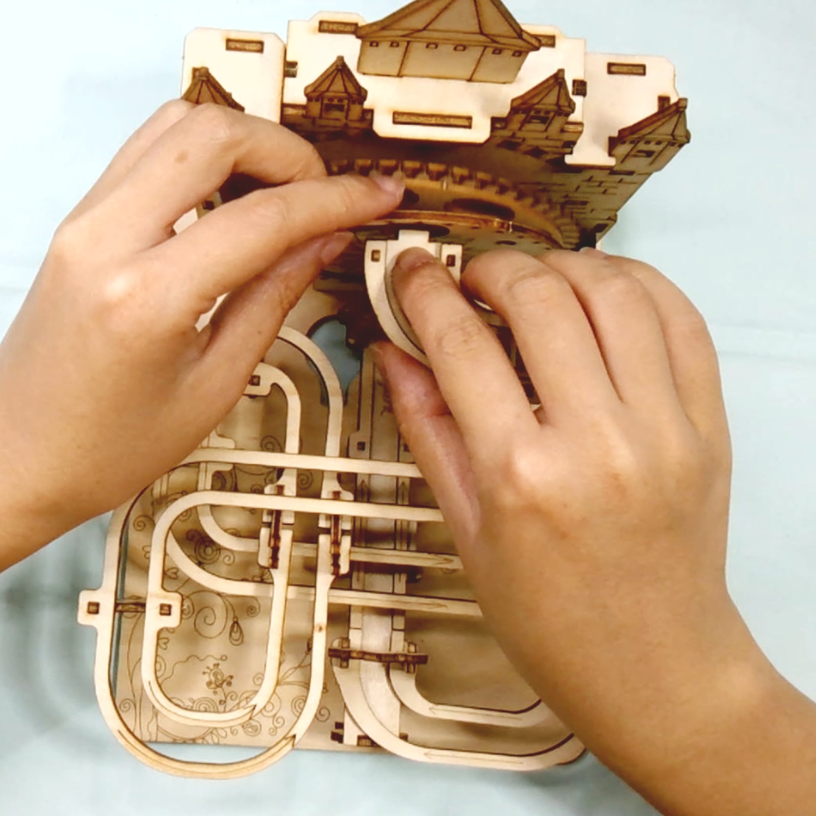 MUSIC PARK Electric 3D Wooden Puzzles Marble Run Model Kits  Brain Teaser Puzzle DIY Handmade Christmas Gift