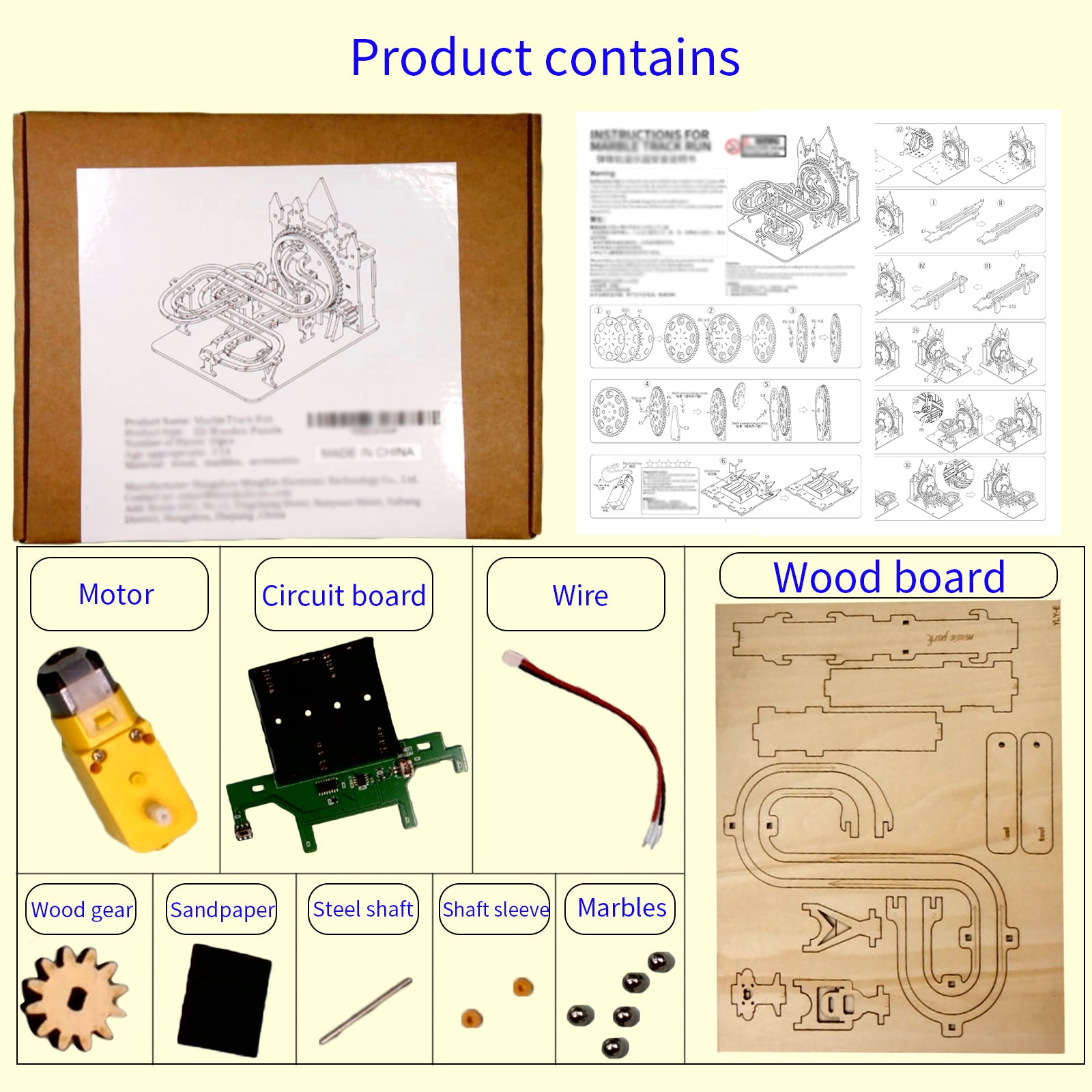 MUSIC PARK Electric 3D Wooden Puzzles Marble Run Model Kits  Brain Teaser Puzzle DIY Handmade Christmas Gift