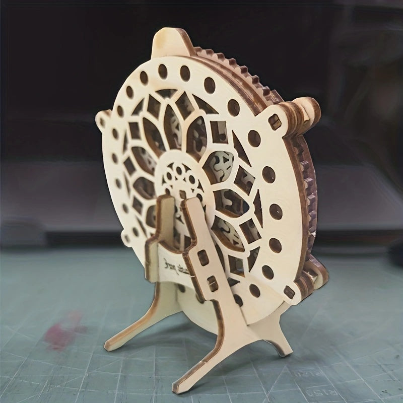 MUSIC PARK 3D Wooden Puzzle Perpetual Calendar Mechanical Gears Toy Building Set Brain Teaser Games Engineering Toys Model Kits Handmade